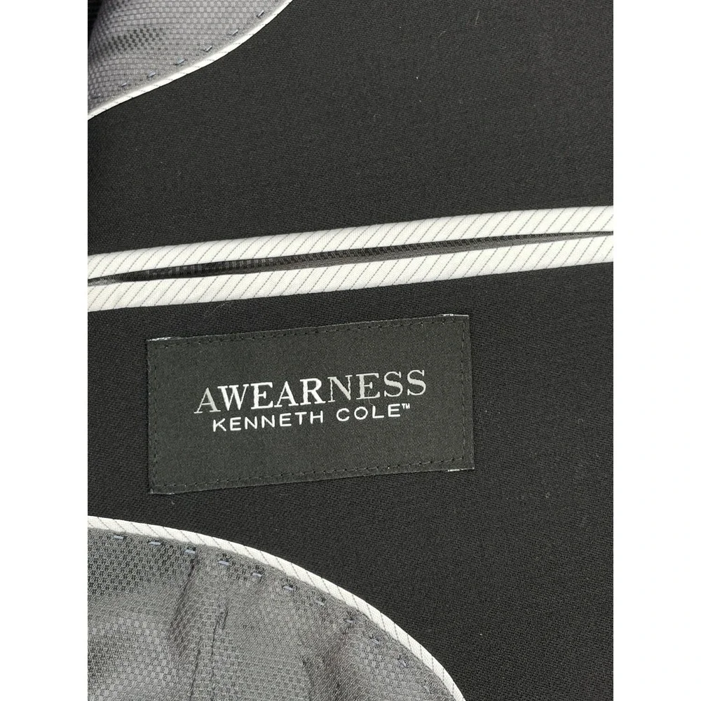 Kenneth Cole Suit Mens 48R Black Wool Blend Stretch Pants 42 x 30 - 2 Pieces